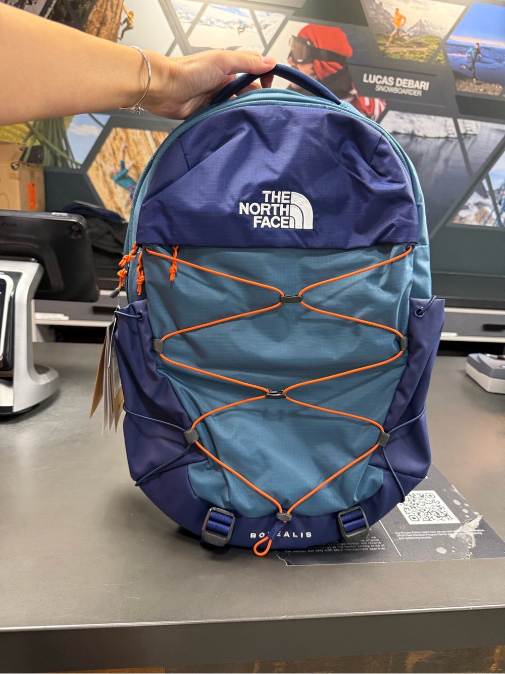 NWT！The North Face Unisex Borealis Backpack - Blue with Orange Accents